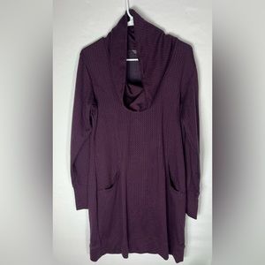 Merrell womens M French terry dress cowl neck long sleeve pockets BlackBerry LG
